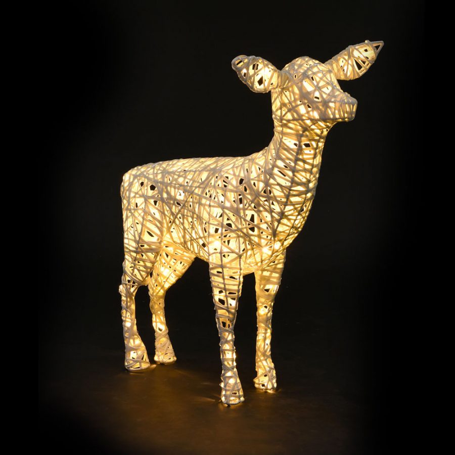 Sculpture Biche | lumineuse déco de noël en fibre minérale tissée